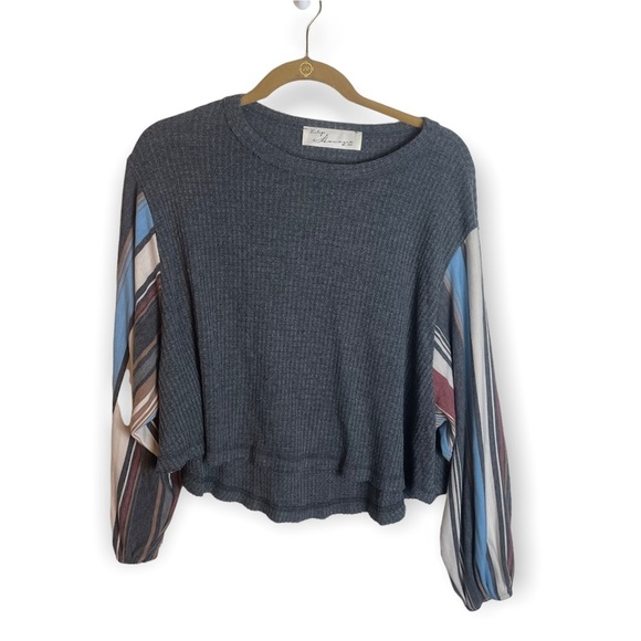 Vintage Havana Waffle Lantern Long Sleeve Top Size S - Picture 2 of 7